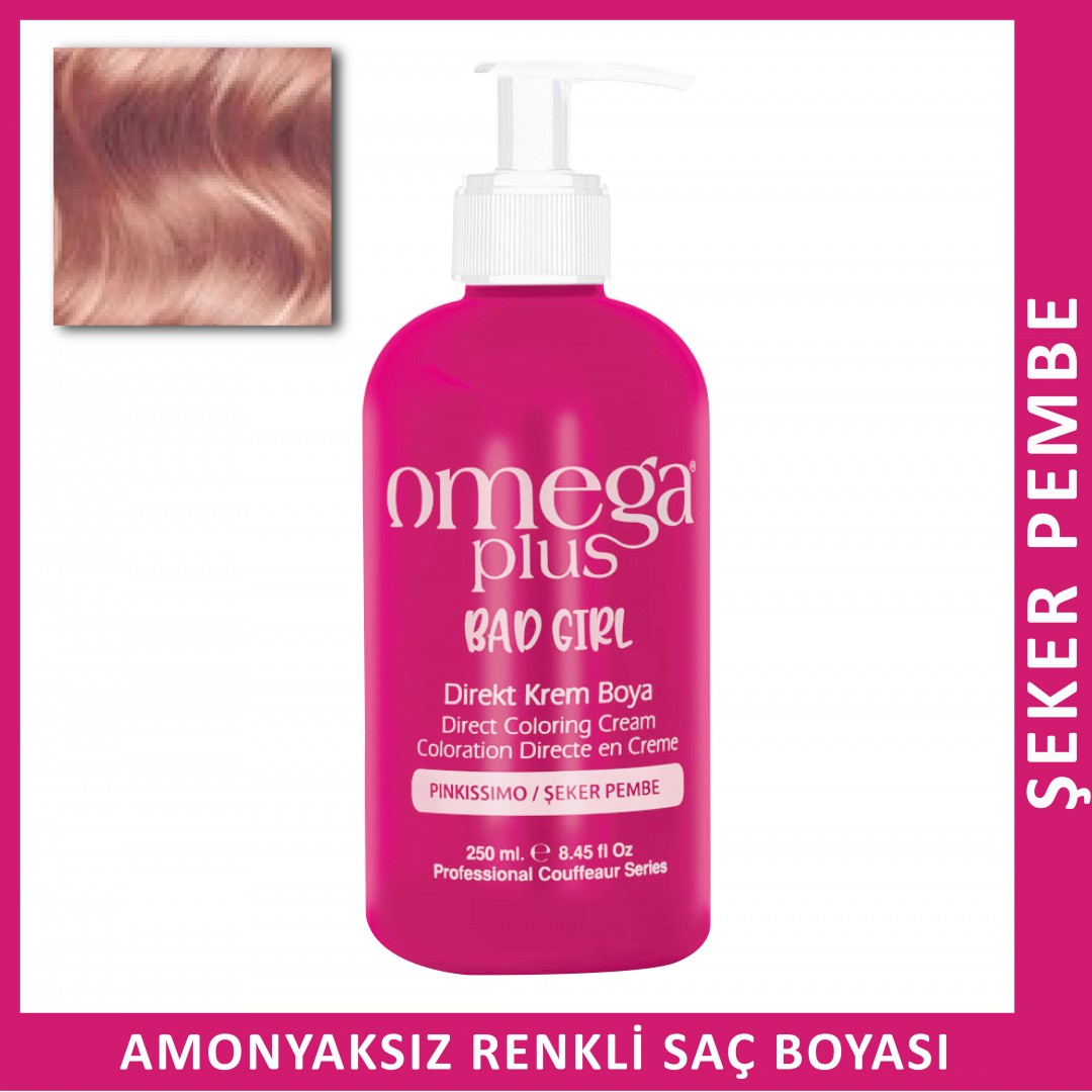 Omega Plus Bad Girl Şeker Pembe Amonyaksız Renkli Saç Boyası 250ML